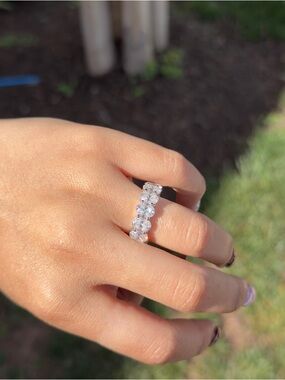 14cttw oval cut Moissanite vvs1 color D eternity band size 6